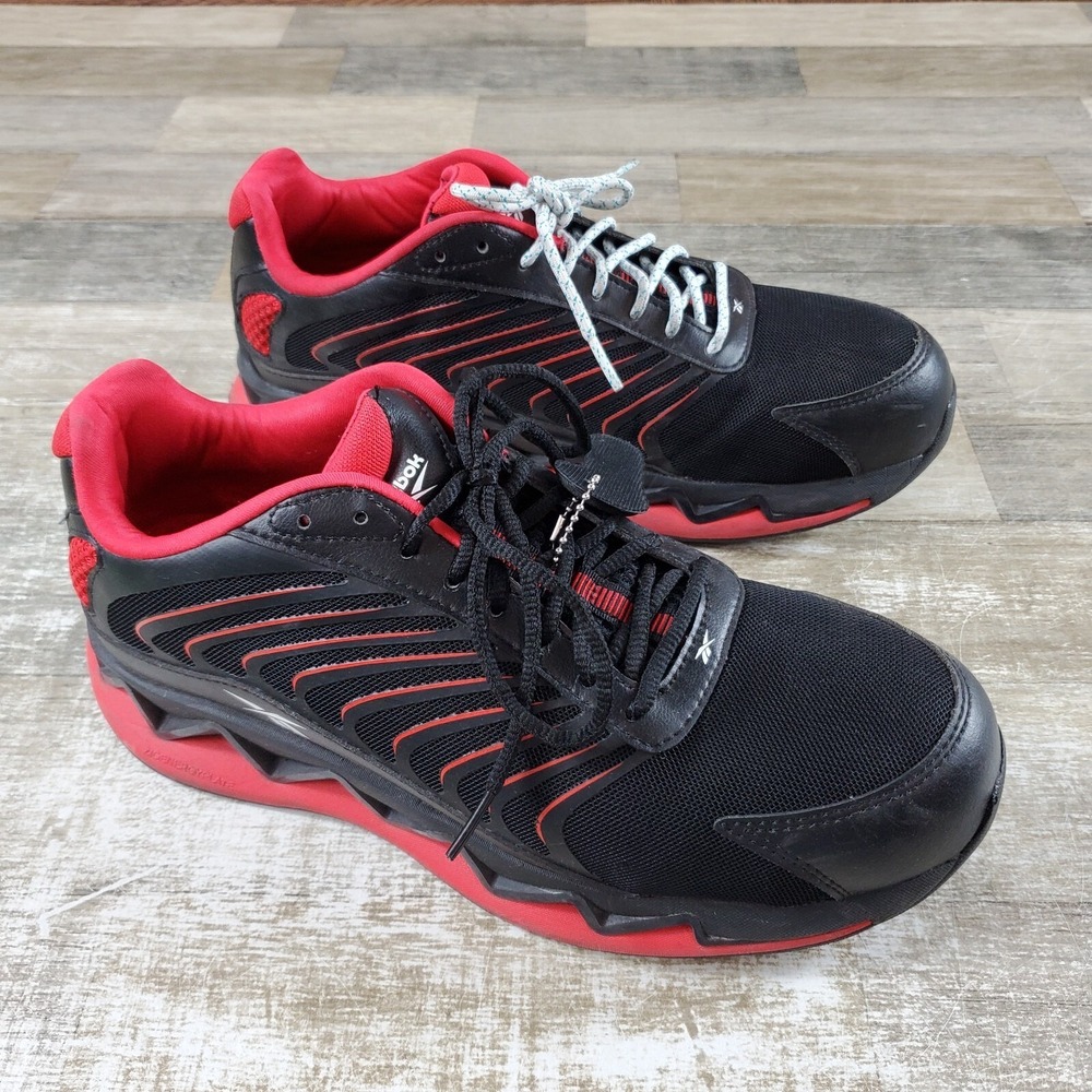 Reebok Zig Elusion Heritage Mens Work Shoes Sz 10 M Black Red‎ Low Cut Sneakers